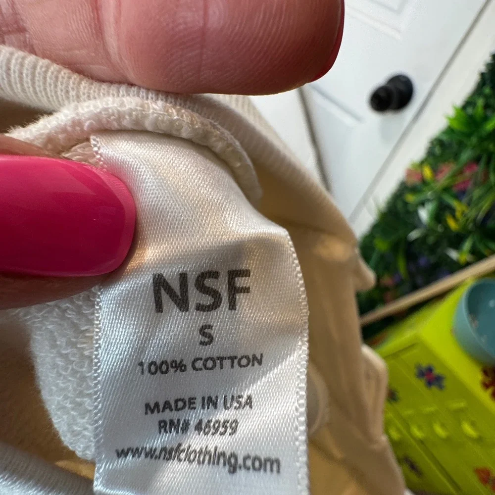 NSF Clothing Joggers Distressed Lace Up Women Cream Cotton Sweatpants Size S USA